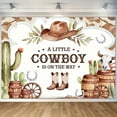 thumbnail image 5 of Cowboy Baby Shower Backdrop for Boys A Little Cowboy is On The Way Photography Background Brown Wild West Western Rodeo Country Baby Shower Birthday Party Decorations Banner Photo Booth Props, 5 of 5
