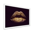 thumbnail image 2 of Designart 'Sexy Golden Metallized Woman Lips II' Modern Framed Art Print, 2 of 4