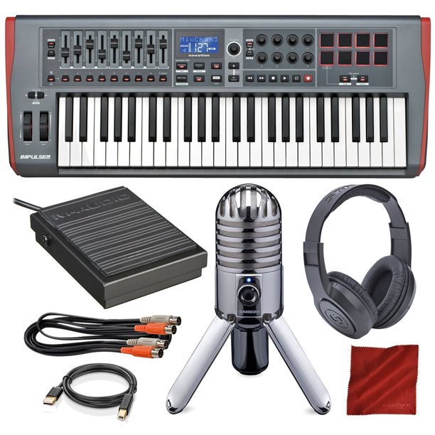 Novation Impulse 49 USB Midi Keyboard Controller with Samson Meteor Mic