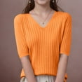 thumbnail image 2 of UAMVSH Boys Girls Sweater Shirts Casual Ribbed Knitted V-Neck Half Sleeve Basic Pullover Tops Trendy Loose Fit Warm Tunic Tops(8-9 Years,Orange), 2 of 3