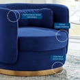 thumbnail image 3 of Armchair Swivel Accent Chair, Navy Gold, Velvet, Modern Contemporary, Living Lounge Cafe Room Hotel Lobby Hospitality, 3 of 7