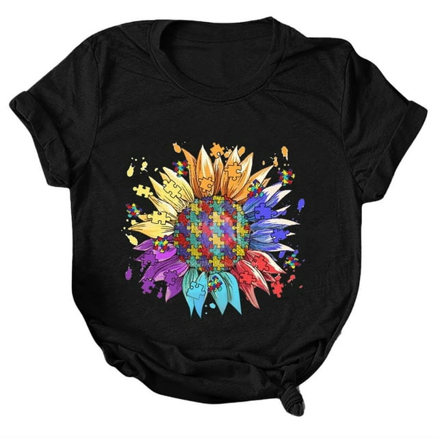 CHOK T-Shirt à Manches Courtes pour Femmes Blouse pour Femmes T-Shirt à Manches Courtes Hauts Imprimés Plage Décontracté Haut Ample