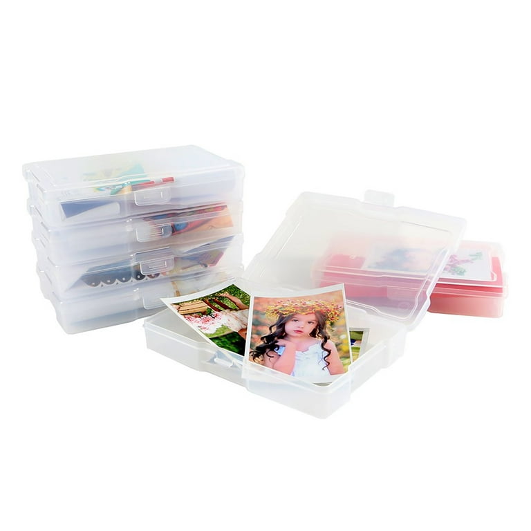 GetUSCart- novelinks Transparent 4 x 6 Photo Storage Boxes - 16 Inner  Photo Organizer Cases Photo Keeper Picture Storage Containers Box for  Photos (Warm-Colored)