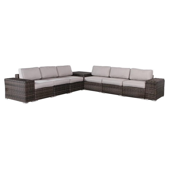Living Source International 9-Piece Sectional Set with Cushions in Espresso