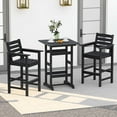 thumbnail image 1 of Costway 3-Piece Patio HDPE Bar Set Armchairs with Square High-Top Table Footrest Backrest Black, 1 of 9