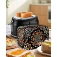 thumbnail image 4 of Black Boho Toaster Cover 2 Slice, Small Kitchen Appliance Covers, Ethnic Country Colorful Abstract Floral Motifs Toaster Oven Cover with Loop, Bread Machine Cover Polyester Dust Cover Protection, 4 of 4