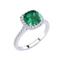 thumbnail image 2 of SuperJeweler 2 Carat Cushion Cut Created Emerald and Halo Diamond Ring In Sterling Silver For Women, 2 of 5