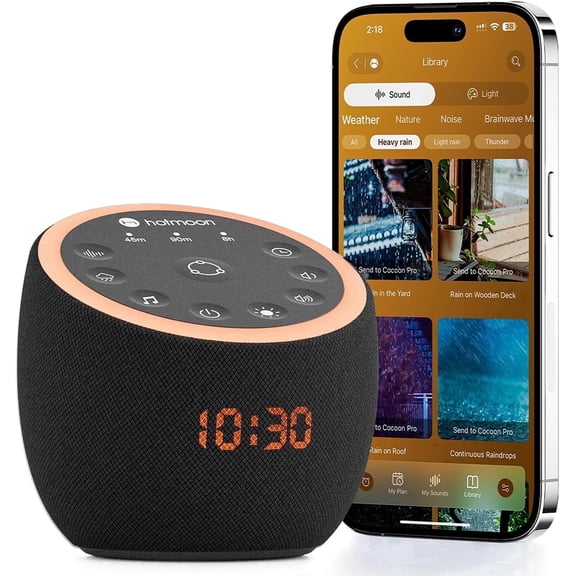 Hotmoon Cocoon Pro 2 Smart White Noise Sound Machine, Alarm Clock for Bedroom, 388 Soothing Sounds, Sleep Trainer, Routine Builder, App Control, Adults Mindfulness Meditation