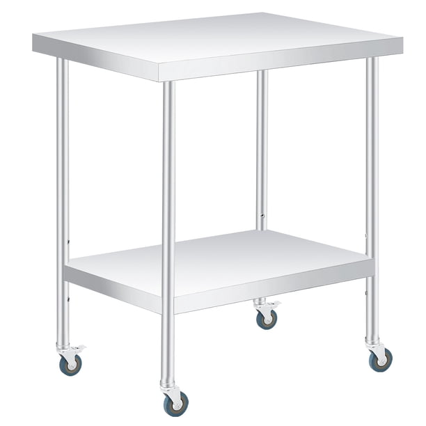 Yeshouse mesa de acero inoxidable para preparación y trabajo, ideal para cocina comercial, restaurante o bar, con estante inferior ajustable y diseño resistente para múltiples usos