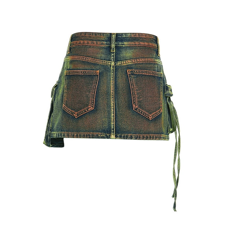 Women s Mini Skirt Patchwork Irregular Zippered Slim Fitting Denim Short Skirt Casual A Line Flare Jean Denim Mini Skirts with Pocket Asymmetrical Hem