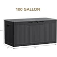 thumbnail image 2 of Themis 100 Gallon Waterproof Large Resin Deck Box Indoor Outdoor Lockable Storage Container for Patio Furniture Cushions Garden Tools (100 Gallon, Black), 2 of 9
