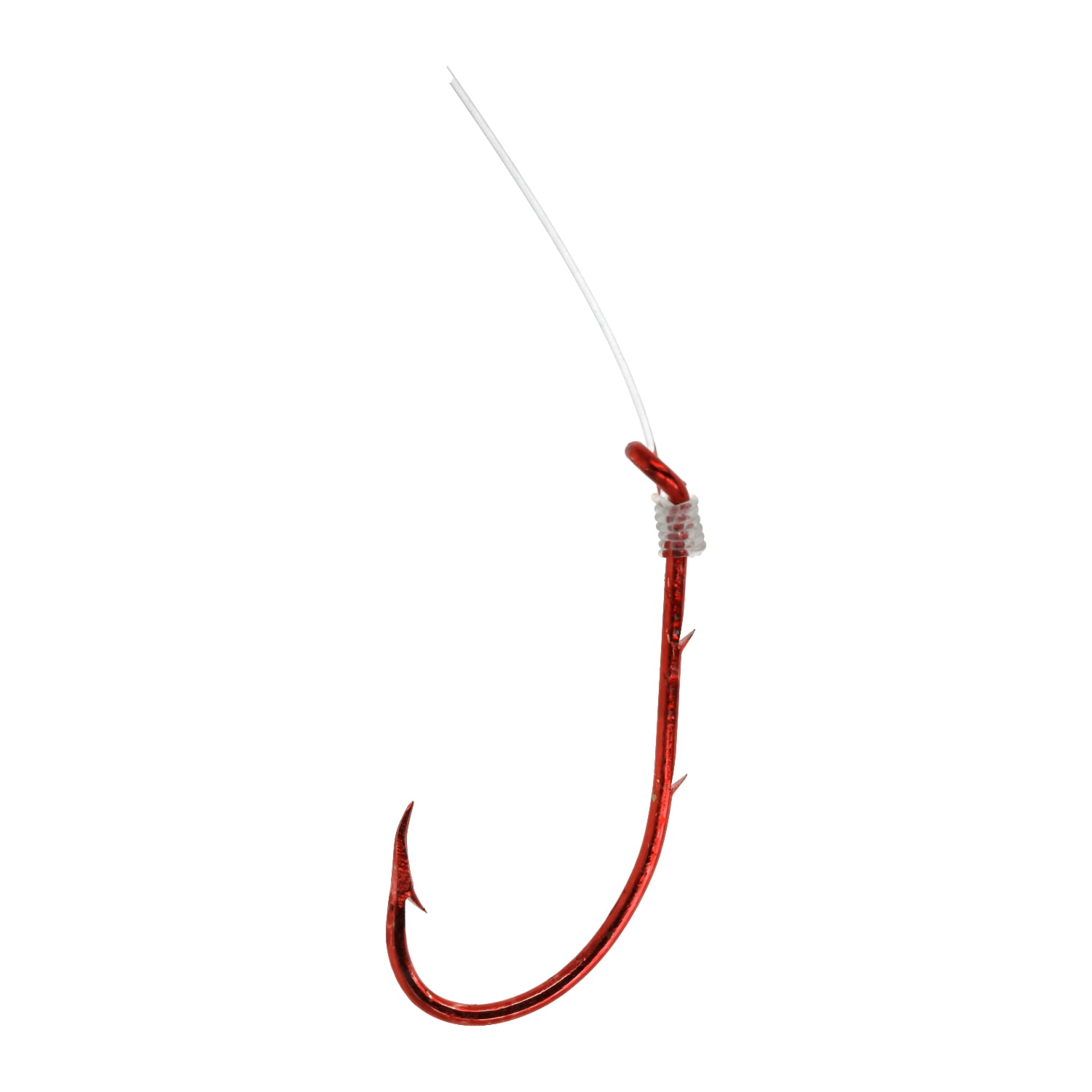 Ready Tied Hooks To Nylon 50cm sizes 4 6 8 10 Barbed Made Red Worm Fishing Line 