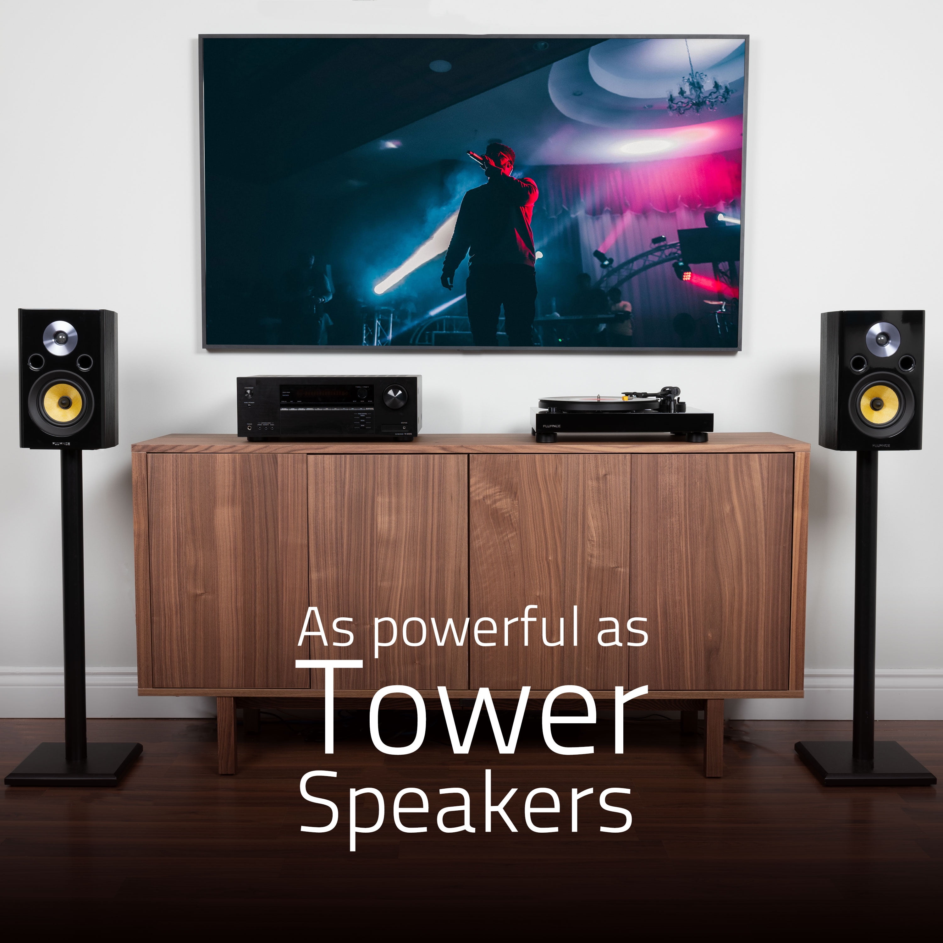 Fluance Signature HiFi 2-Way Bookshelf Surround Sound Speakers for 2-Channel Stereo Listening or Home Theater System - Black Ash/Pair (HFS)