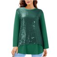 thumbnail image 1 of Primavera mujer Casual lentejuelas cuello redondo manga larga pulóver adelgazante blusa sólida camiseta Tops Fridja hkj1076, 1 of 4