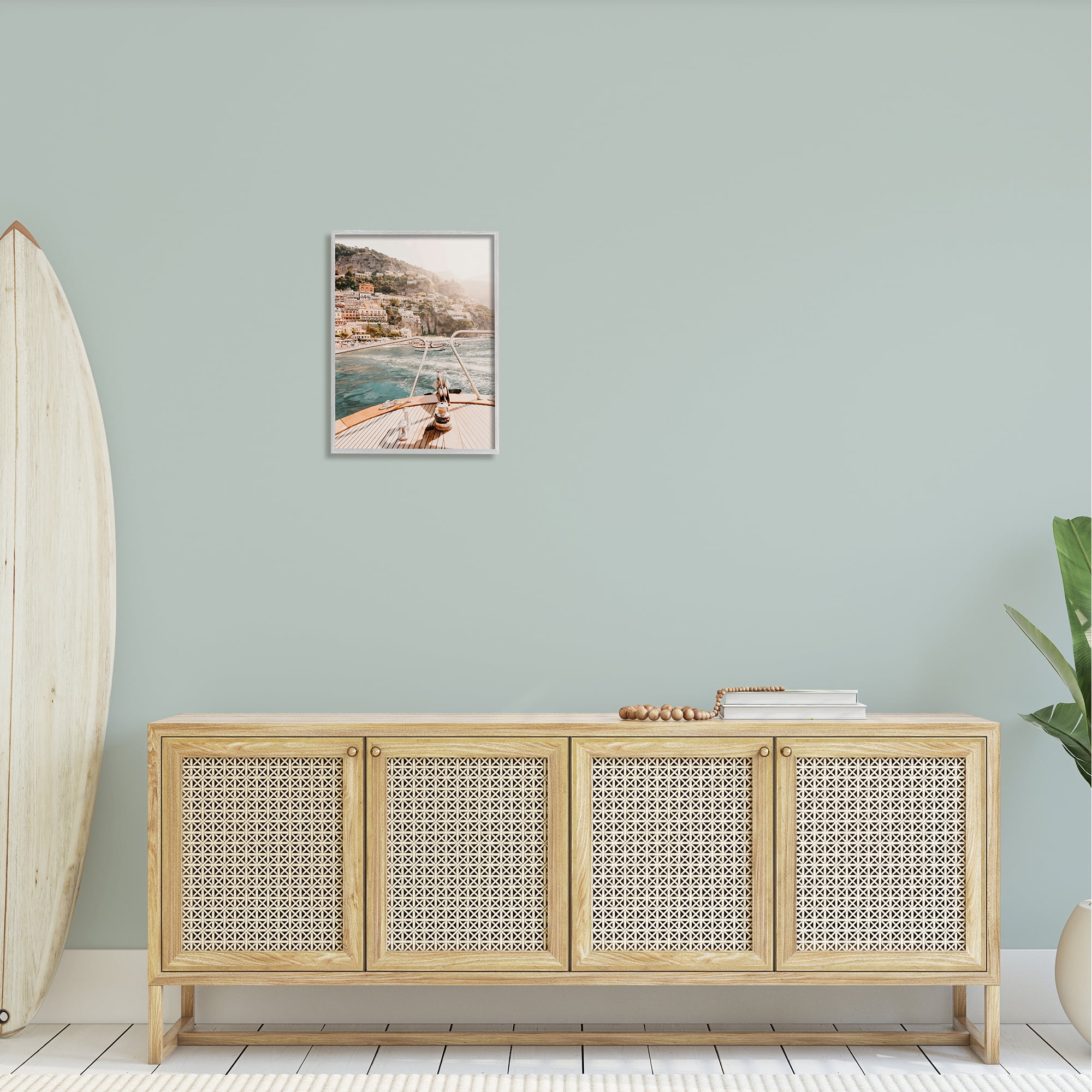 Stupell Boating Coastal Seaside Town Buildings Landscape Photography Gray Framed Art Print Wall Art