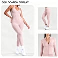 thumbnail image 3 of Women's V-Neck Tank Top with Built-in Bra - Fitted Long Cami Casual Basic Sleeveless Shirt for Layering or Workout Pink L, 3 of 6