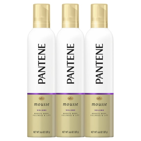 Pantene Pro-V Volume Body Boosting Mousse to Boost Fine, Flat Hair for Maximum Fullness, 6.6 oz (Triple Pack)