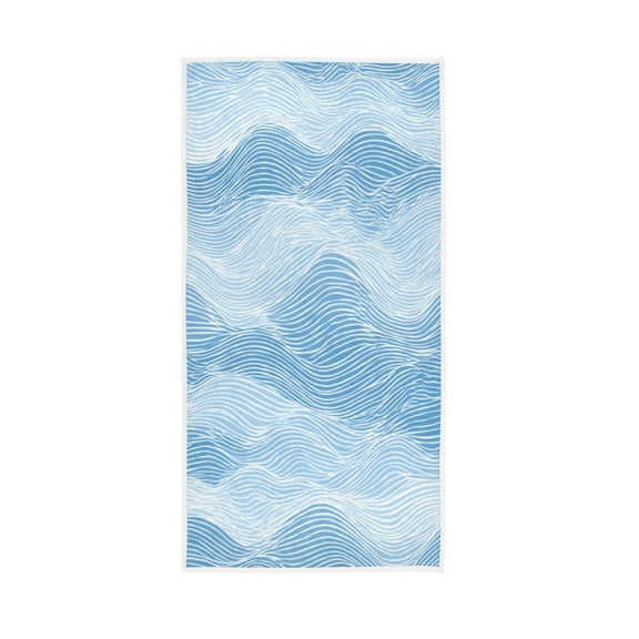 Bath Towel Single-Sided Printed Highly Absorbent Soft Quick Towel for Bathroom Spa Gym & Sports Blue and White Pattern