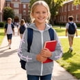 thumbnail image 4 of Girls Cute Hooded Jacket Full Zip Soft Fleece Bow Long Sleeve Sweatshirt Coat with Side Pockets Casual Daily Outwear Tops Gray 10-11Y, 4 of 7