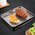 thumbnail image 2 of Rust-Resistant 430 Stainless Steel Rectangular Tray: Multi-Functional Oil-Draining Dish for Home Cooking, Grilling, Fruit Serving & Outdoor Use – Elegant Design, Easy to Clean, Ideal for Bulk, 2 of 6