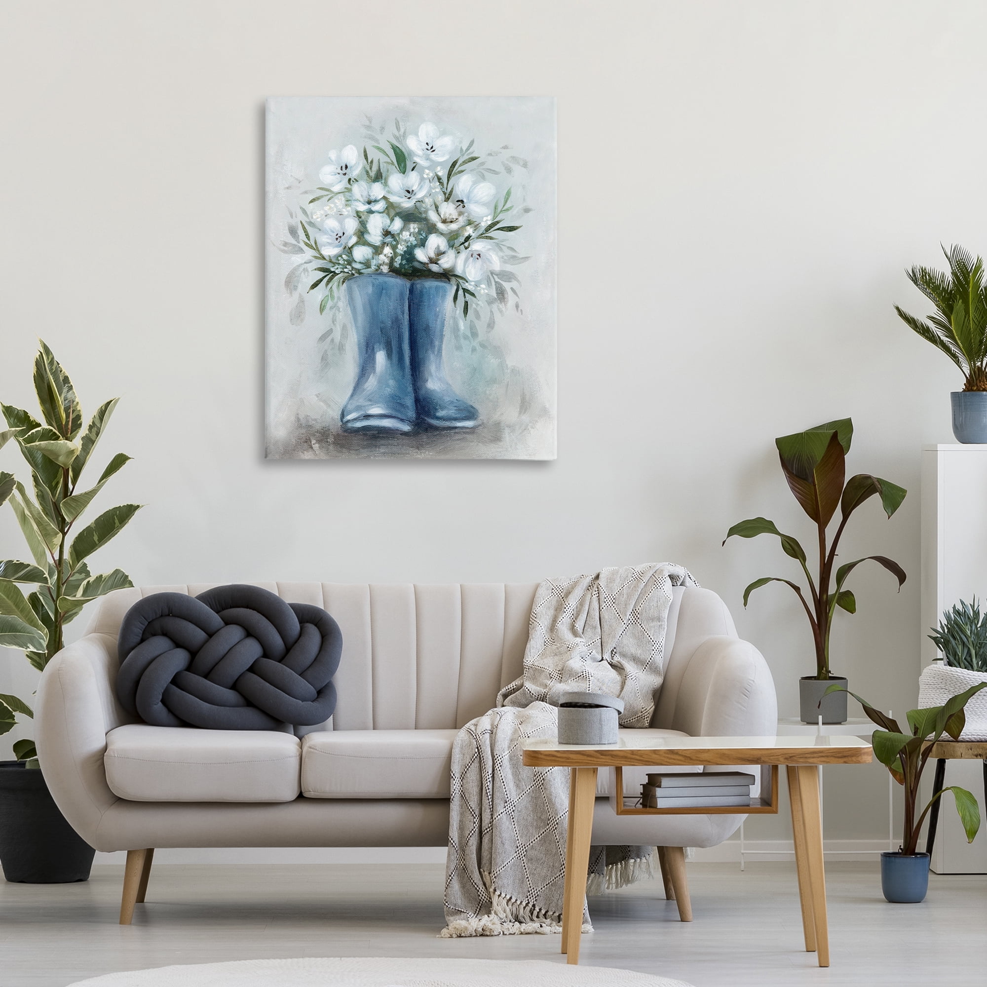 Stupell Industries Botanical Bouquet in Blue Boots Canvas Wall Art, design by Kristen Brockmon