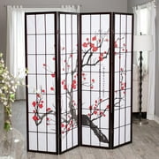 ORE International 4 Panel Room Divider, Plum Blossom