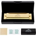 thumbnail image 7 of EASTROCK 10 Holes Key of C Blues Harmonica for Beginner Students Professional Metal Blues Harp Mouth Organ with Case Gold, 7 of 7