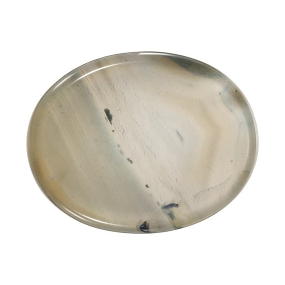 Uxcell Thumb Worry Stone for Anxiety, Natural Oval Crystal Stone, Polished Gemstone Hand Carved Pocket Rock Anxiety Crystals for Women Stress Gifts Meditation, Agate Blue
