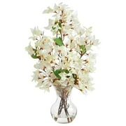 HomeStock 22In. Artificial Island Oasis Arrangement With Fluted Glass Vase