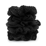 Kitsch Ultra Textured Scrunchies, Hair Scrunchies, Ponytail, 5 Pack (Black)
