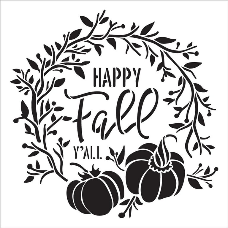 Happy Fall Y'all Stencil by StudioR12 DIY Autumn Pumpkin Wreath Home Decor Craft & Paint Square Wood Sign Reusable Mylar Template Select Size 9 inches x 9 inches - Walmart.com happy-fall-y-all-stencil-by-studior12-diy-autumn-pumpkin-wreath-home-decor-craft-paint-square-wood-sign-reusable-mylar-template-select-size-9-inches-x-9-inches-walmart-com