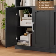 Homfa 73″ Tall Bookcases with Doors, 8 Cubes 6-Tier Double Row Bookshelf, Black Bookcase for Living Room Home Office