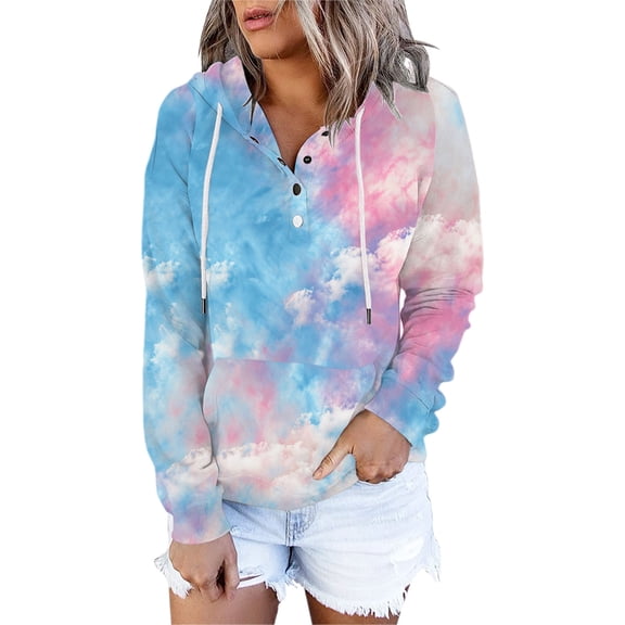 Bovemsi Womens Sweatshirts Tie Dye Patterned Oversized Sportswear Long Sleeved Shirt Pullover With Pockets Fall Fashion Outfits 2025 Clothes