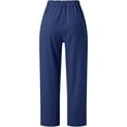 thumbnail image 6 of Simple Series Solid Color Casual Pant for Women Zipper Button Elastic Waist Pants Comfy Straight Pants with Side Pocket, 6 of 8