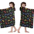 thumbnail image 4 of Colorful Games Text Black Pattern Hooded Bath Towel，60"x35" for Ages 3 To 12 Kids, Quick Dry Lightweight Soft Microfiber Hood Beach Towel Cover Up for Kids, 4 of 7