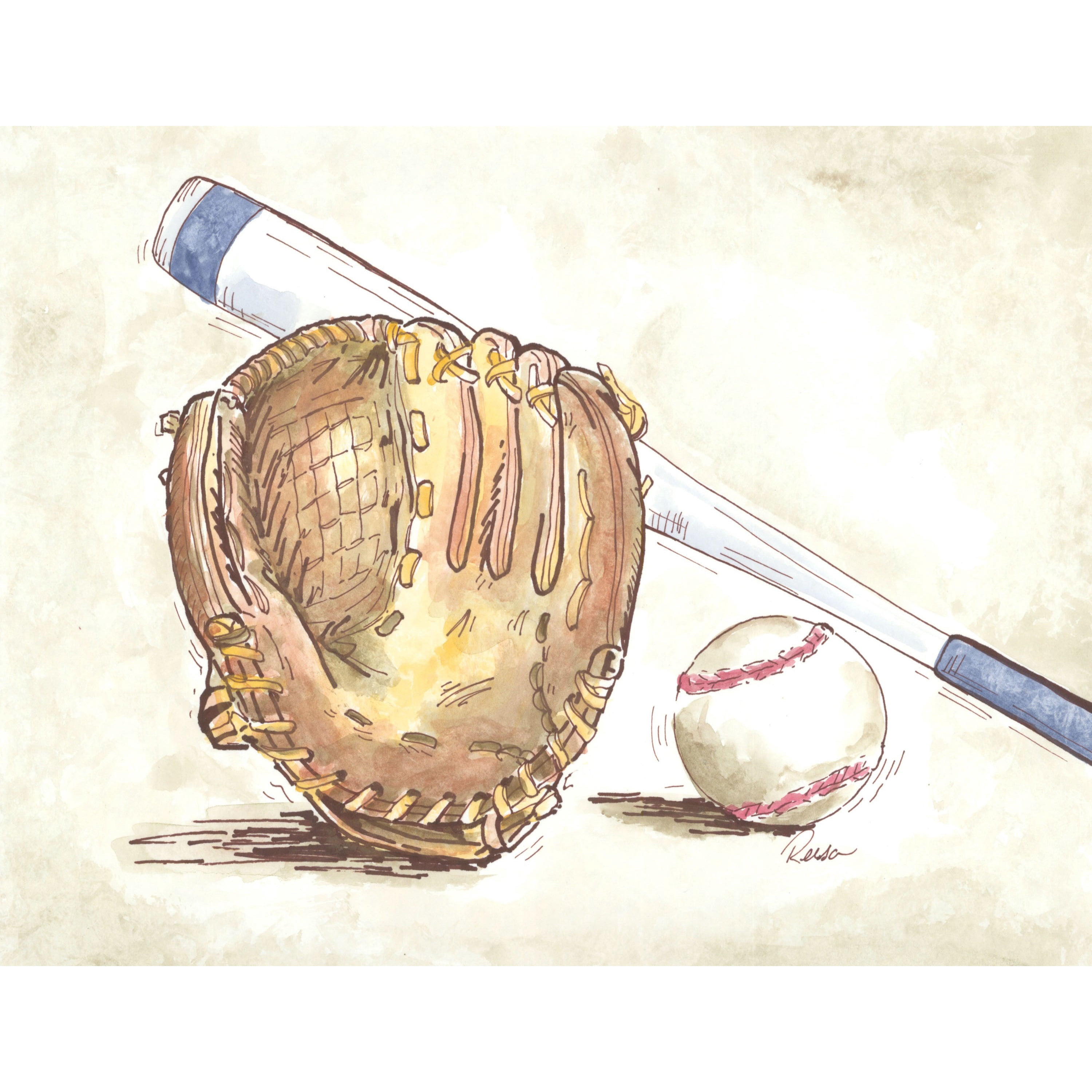 Marmont Hill "Baseball Gear" by Reesa Qualia Painting Print on Wrapped Canvas