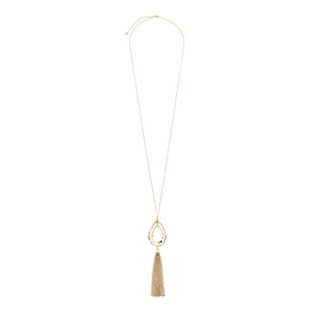 Marble Pop Necklace Riah Fashion Bohemian Natural Stone Pendant Long Necklace - Boho Charm Layering Statement Chain Teardrop/Oval/Raw Stone Druzy/Marble ()