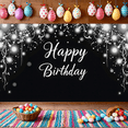 thumbnail image 7 of Black and White Floral Happy Birthday Banner Background Backdrop Party Decors Photography Props for Birthday Party Birthday Decoration Party Supplies, 7 of 7