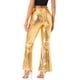 thumbnail image 3 of Inspire Chic Conjunto de Disco para Mujeres Pantalones Anchos Metálicos Brillantes con Cuerda L Dorado, 3 of 5