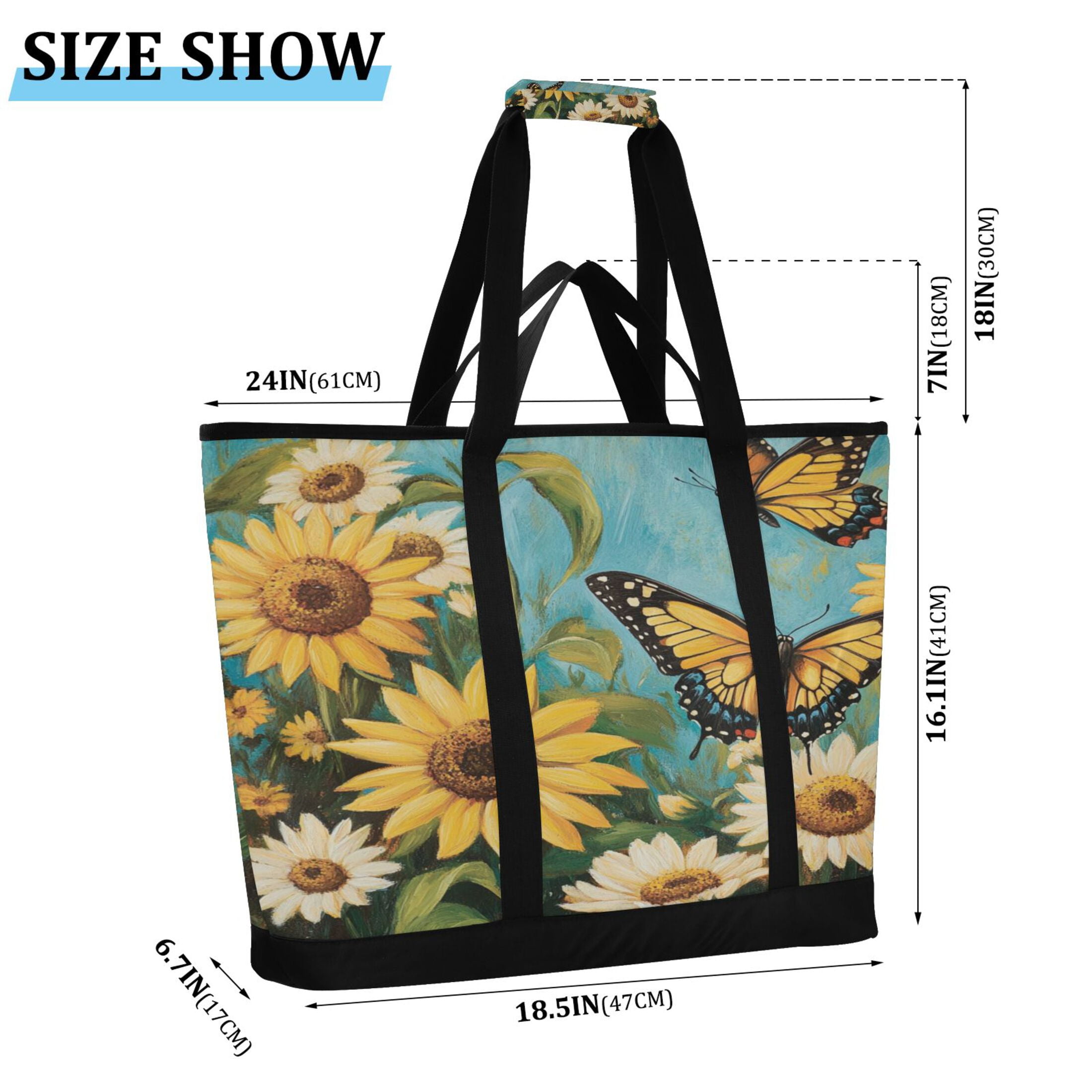 Large Hand-held Ice Pack Picnic Bag Insulation and Refrigeration Suitable for Shopping Picnics and Camping Lovely Big Butterfly