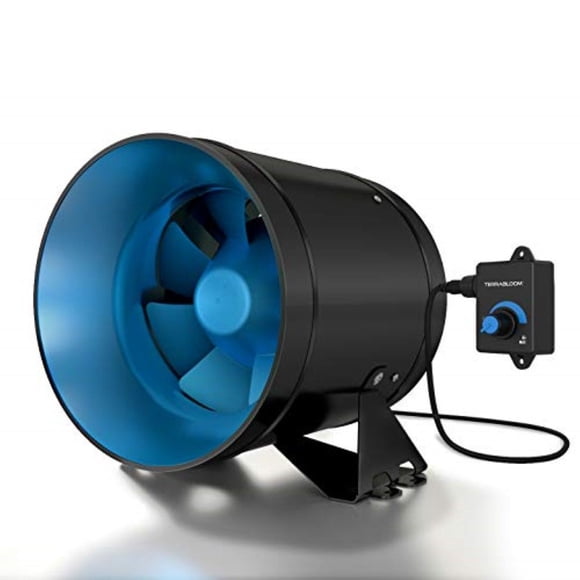 TerraBloom ECMF-200, Silencieux 8" Ventilateur de Conduit en Ligne avec 0-100% Régulateur de Vitesse Variable, Boîtier Métallique Étanche à l'Air, Moteur EC Économe en Énergie. Chauffage, Ventilation et Ventilateur d'Échappement pour les Grands Espaces