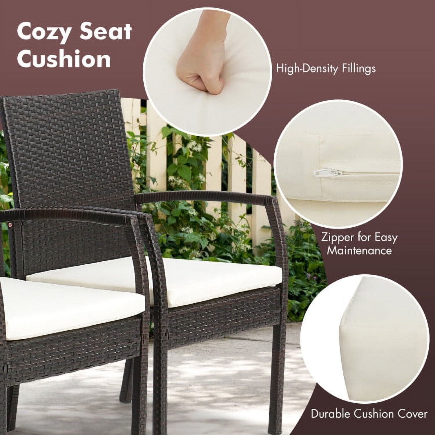 Aimee Lii 5 Pieces Patio Wicker Cushioned Dining Set with Umbrella Hole, Outdoor Patio Furniture