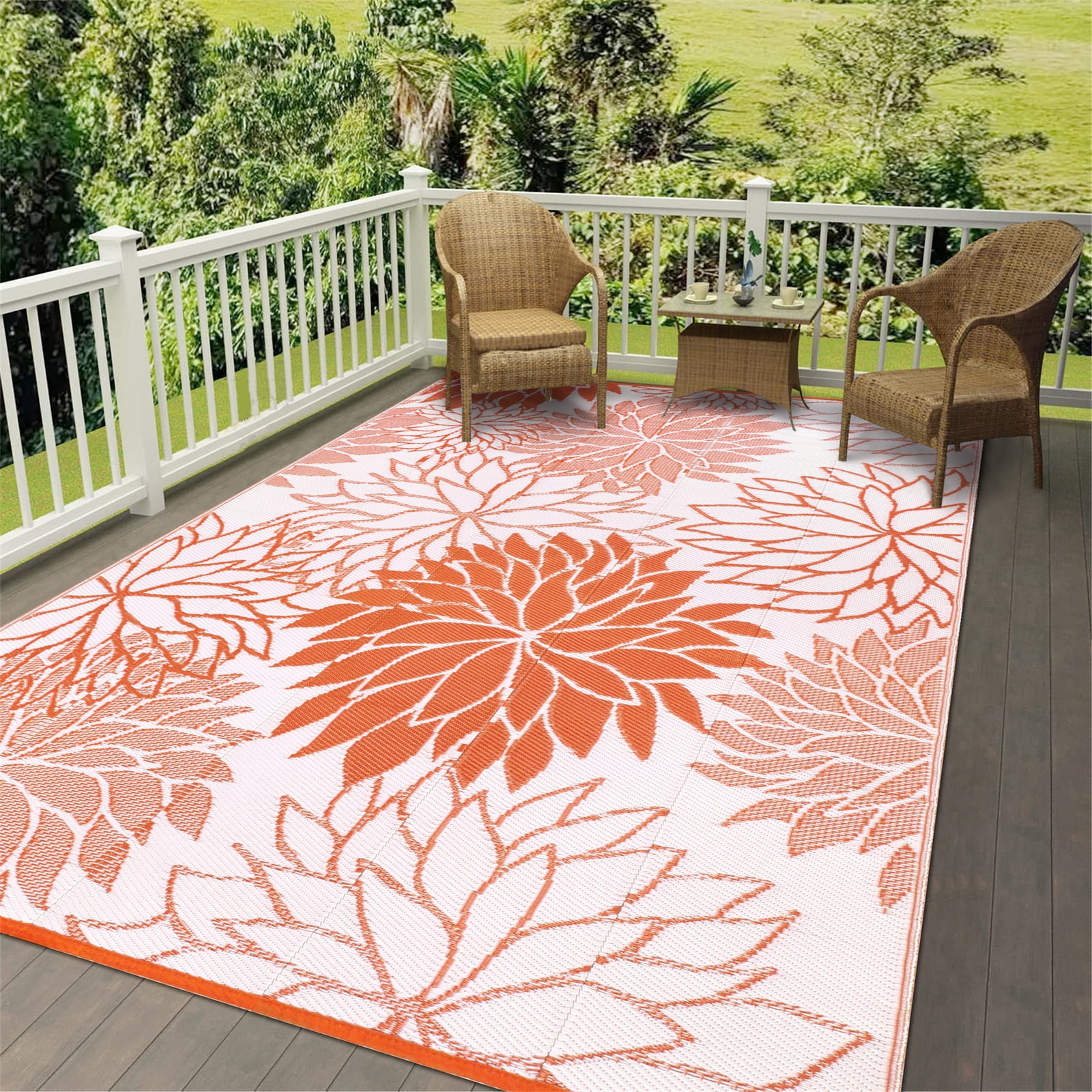 Ileading Outdoor Rugs for Patios 6'x9' Waterproof Patio Mat Plastic Straw Rug Reversible RV Camping Tent Rug Outside Area Rug for RV, Patios,Deck, Beach,Balcony, Camping