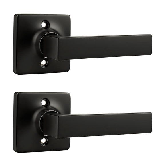 GOBEKOR 2 Pack Black Half Dummy Door Handles Straight Non-Turning Door Lever Square Interior Closet French Door Handle Dummy Lever