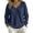 Navy, variant on Top for Women Long Sleeve V Neck Solid Color Waffle Knit Blouse Light Blue M
