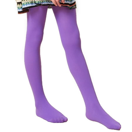 HDE Girl's Stockings Microfiber Opaque Footed Kids Tights (Purple ...