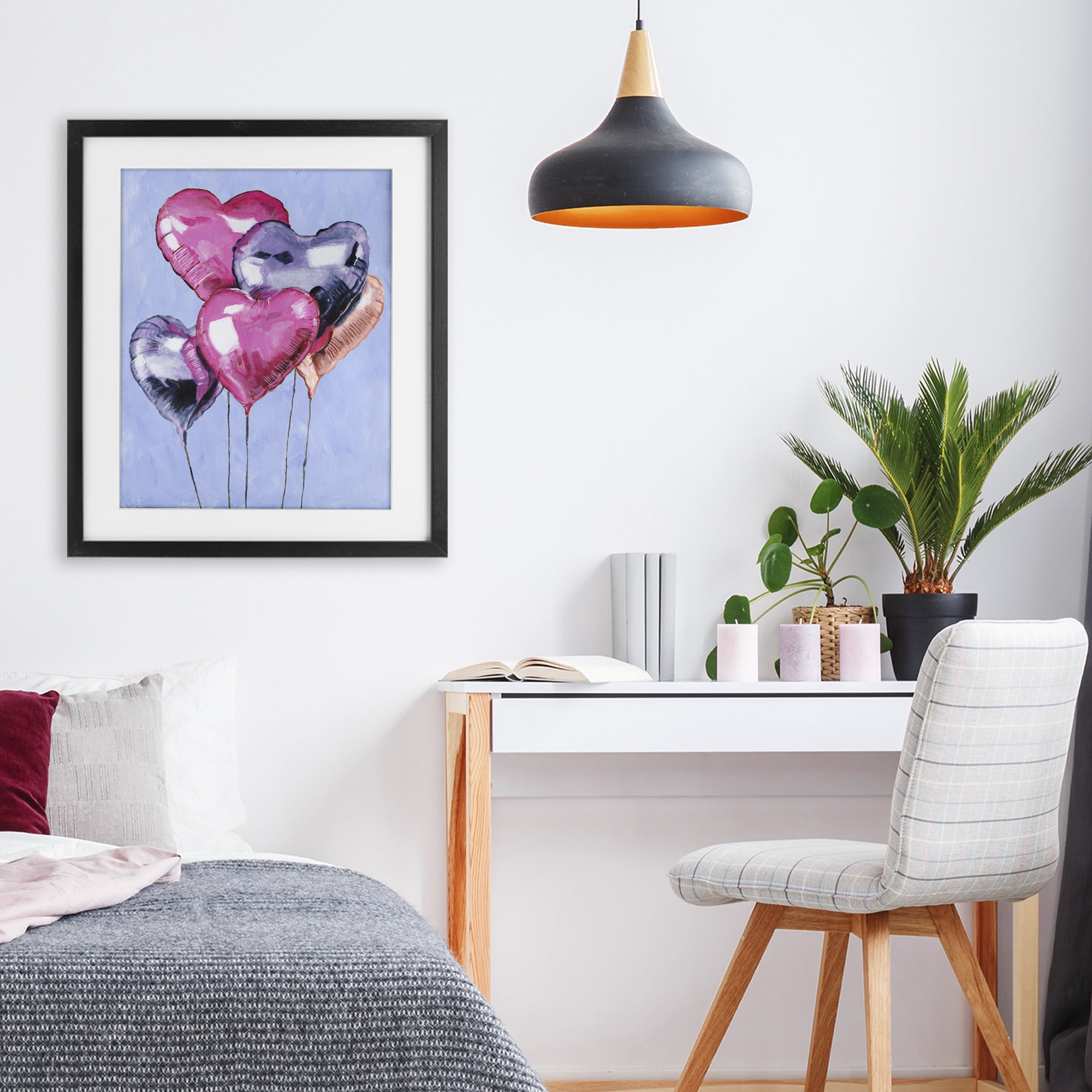 Stupell Industries Heart Balloons Celebration Black Framed Print Under Glass, design by Michael Willett