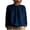 Navy-Shirts, variant on Twill Trendy Long Sleeve Tops for Women Dressy Casual Pleated Round Neck Shirts Pullover Solid Loose Fit Blouse