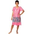 thumbnail image 2 of Women's Floral Printed Short-Sleeve Lounger Nightgown Sleepwear, 1X Pink, 2 of 5