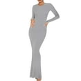 thumbnail image 2 of Zedker Sweater Dresses for Women 2025 Knit Dresses Long Sleeve Casual Round Neck A Line Dress Fall Wedding Guest Dresses for Women Plus Size Gray S, 2 of 6